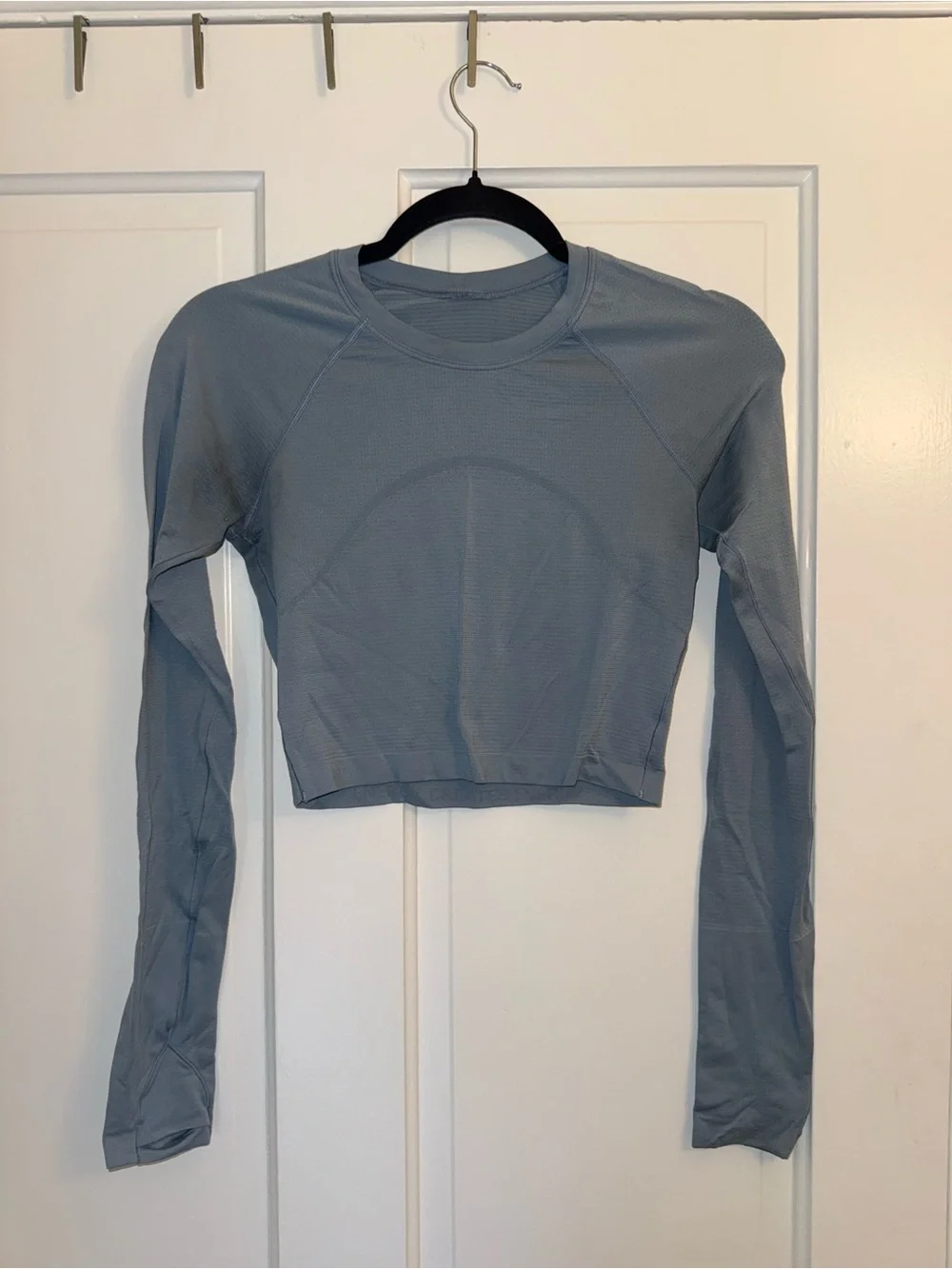 lululemon athletica Long Sleeve Cropped Athletic Top - Dusty Blue